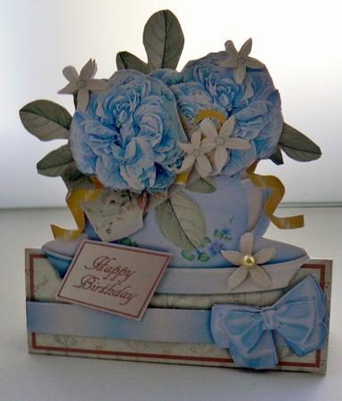 Teacups & Flowers Stand Alone Easel Kit - Baby Blue Rose by Audrey Wilson