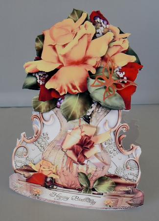 Antique Roses in Brass Vase by Audrey Wilson