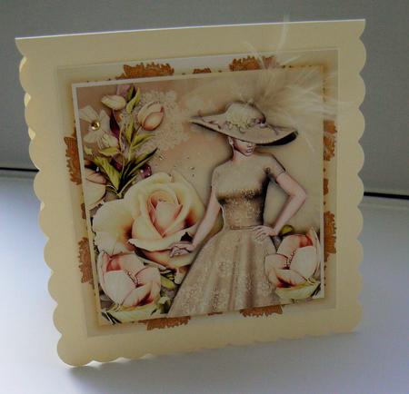 Gold Lace and Roses Card Front by Audrey Wilson