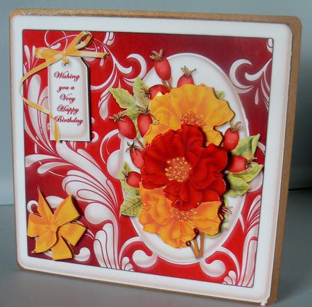 Red and Yellow Flowers Square Card Front by Audrey Wilson
