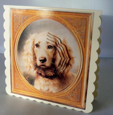Golden Haired Dog Card with Shaped Layers by Audrey Wilson