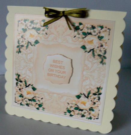 Yellow Old English Roses Quick Card Front by Audrey Wilson