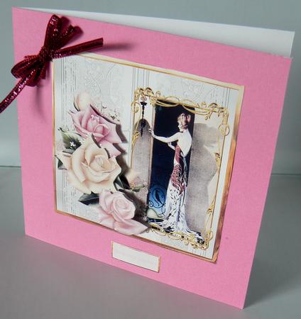 Rose and Vintage Lady Card with Decoupage by Audrey Wilson