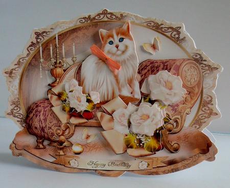 Cute Kitten in Vintage Style Card by Audrey Wilson