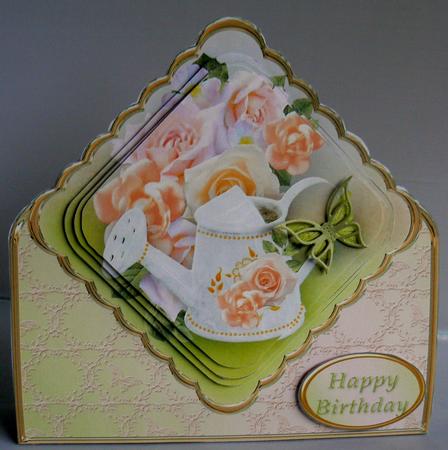 Watering Can and Flowers Diamond Pyramid Card Mini Kit by Audrey Wilson