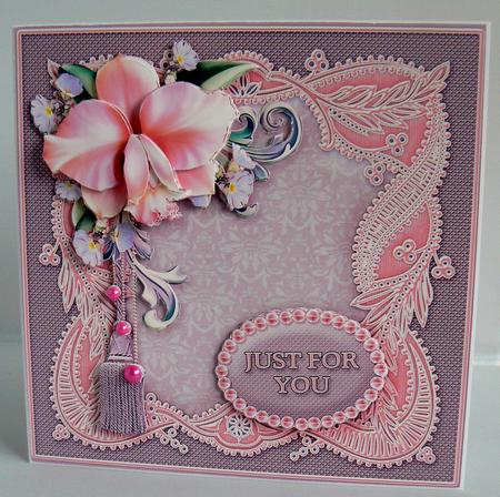 Pink Orchid on a Lace Frame Decoupage Mini Kit by Audrey Wilson