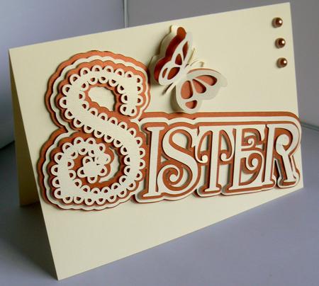 Sister Scalloped 5 Layer Card Topper With Butterfly by Audrey Wilson