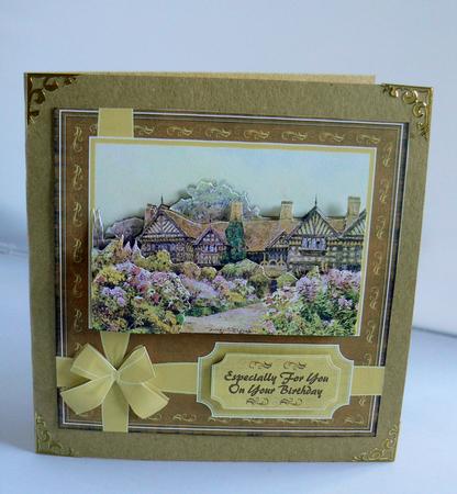 Elizabethan House 8x8 Decoupage Card Minikit by Audrey Wilson