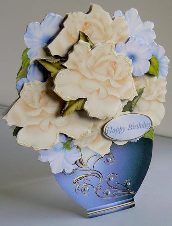 Vase of Roses and Petunias Card Mini Kit by Audrey Wilson
