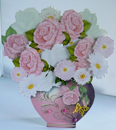 Vase of Pink and White Roses Card Mini Kit by Audrey Wilson