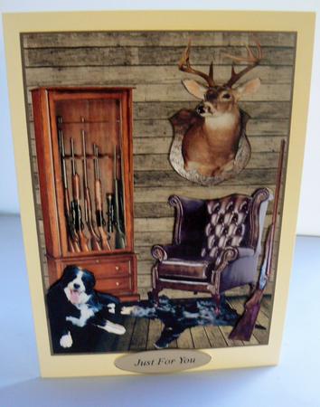Hunting Room Card Topper with Decoupage by Audrey Wilson