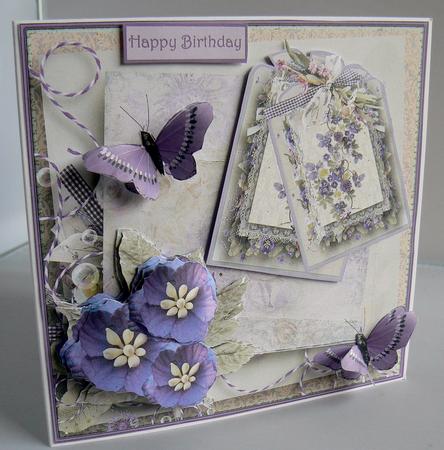 Violets and Butterfly Mini Kit Card by Audrey Wilson