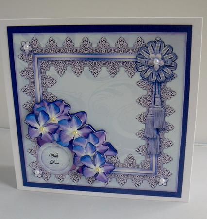 Bleu Flowers in Lace Frame by Audrey Wilson