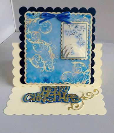 Snow on Gold - Scalloped Cut & Fold Dl with Bottom Stacker by Audrey Wilson