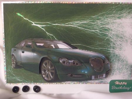 Metallic Green Jaguar Decoupage by Audrey Wilson