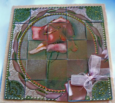 Single Pink Rose 5inch 3D Paper Weaving Sheet by Audrey Wilson