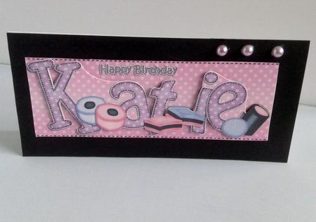 Large Dl Birthday Katie Sweets Quick Card 3D Decoupage by Audrey Wilson
