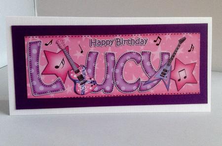 Large Dl Birthday Lucy Guitars 3D Decoupage by Audrey Wilson