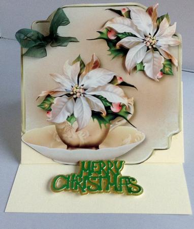 Teacup, Saucer & White Poinsettias by Audrey Wilson