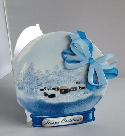 Snow Globe Village Snow Scene Decoupage by Audrey Wilson