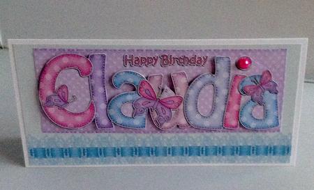 Large Dl Birthday Claudia Butterflies Card & Decoupage by Audrey Wilson