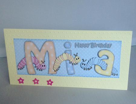 Large Dl Birthday Mia Caterpillars 3D Decoupage by Audrey Wilson