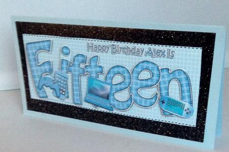 15th Birthday Alex Large Dl Quick Card N 3D Decoupage by Audrey Wilson