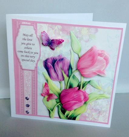 Pink Tulips 7.5 Decoupage Mini Kit All Occasions by Audrey Wilson