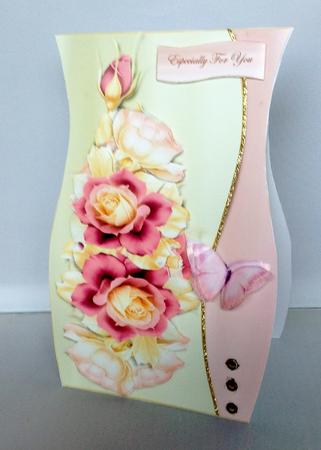 Shaped Card Roses & Butterfy by Audrey Wilson