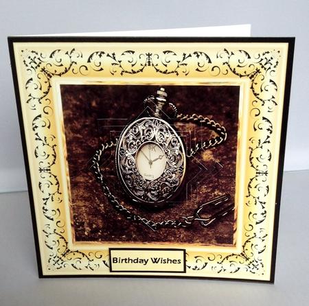 Pocket Watch 6x6 Card with Pyramid Layers by Audrey Wilson