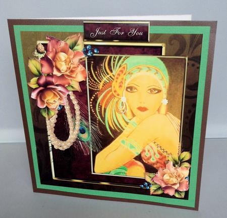 Pearl Rose Art Deco Lady with Decoupage by Audrey Wilson