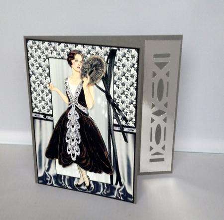Art Deco Lady in Black and Silver Jewels Decoupage by Audrey Wilson