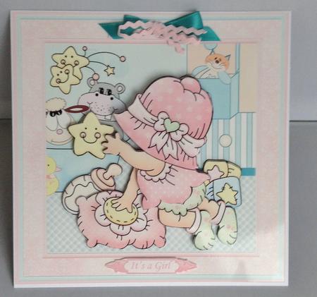 New Baby Girl Playing 8x8 Decoupage Mini Kit by Audrey Wilson
