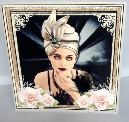 Deco Noir Pink Roses Card Front Kit by Audrey Wilson