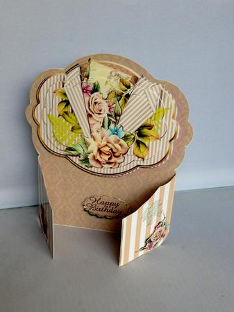 Brown Stripes and Roses Shaped Gatefold Card and Envelope by Audrey Wilson
