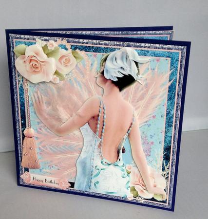 Pink Rose Flapper 2 Card Front Kit by Audrey Wilson