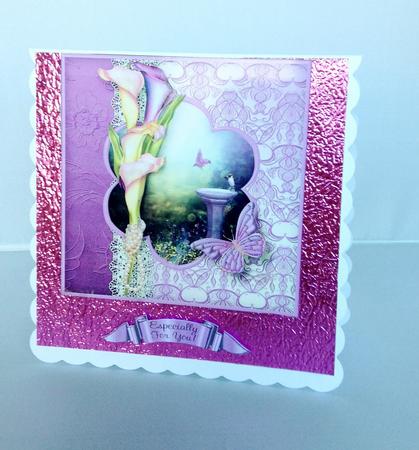 Elegant Callas and Lace Decoupage Card Front by Audrey Wilson