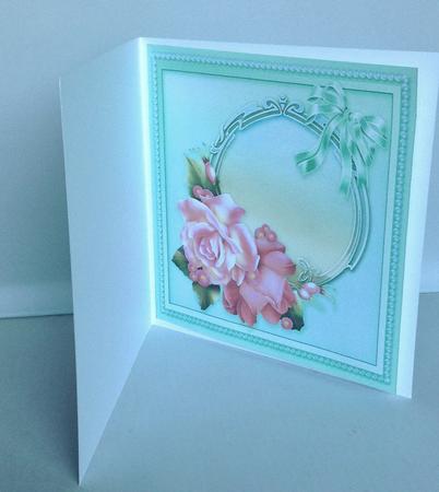 Pink Roses on a Teal Frame Matching 8in x 8in Insert Plate by Audrey Wilson