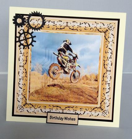 Dirt Bike Rider 6x6 Card with Pyramid by Audrey Wilson