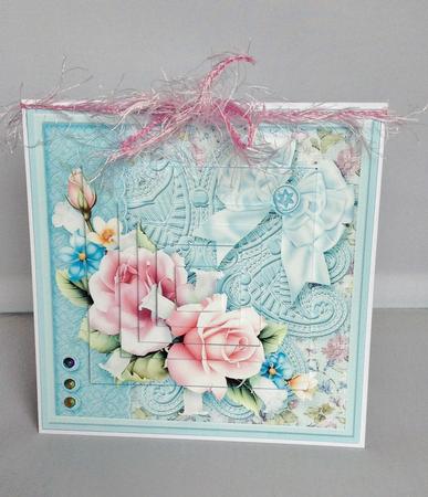 Roses and Flowers on a Lace Doily 6in x 6in Pyramage by Audrey Wilson