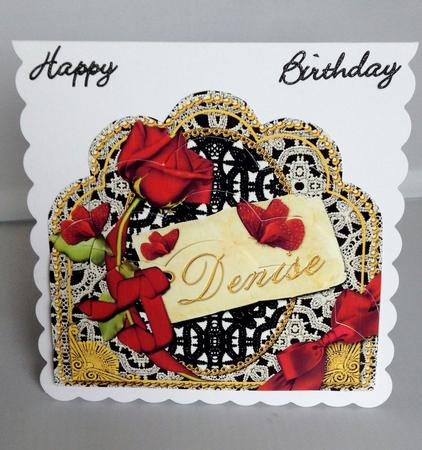 Denise Red Black Butterfly Rose Scallop Bottom Stacker by Audrey Wilson