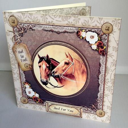 Vintage Horses 8x8 Card Front Kit by Audrey Wilson