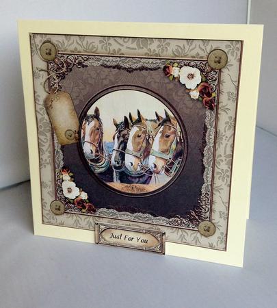 Vintage Horse 7x7 Card Front 4 by Audrey Wilson
