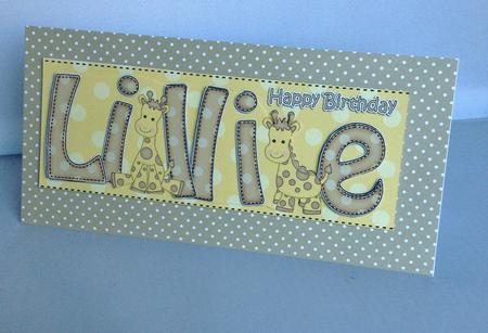 Large Dl Birthday Lillie Giraffes & 3D Decoupage by Audrey Wilson