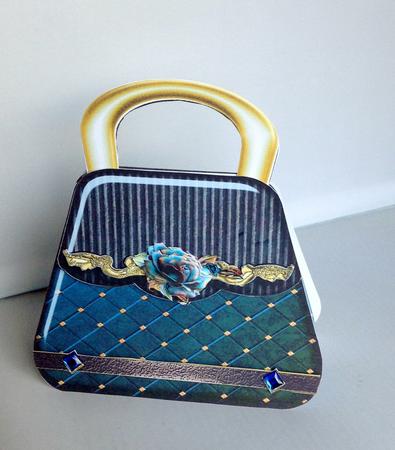 Designer Handbag Shaped Card (blue) by Audrey Wilson