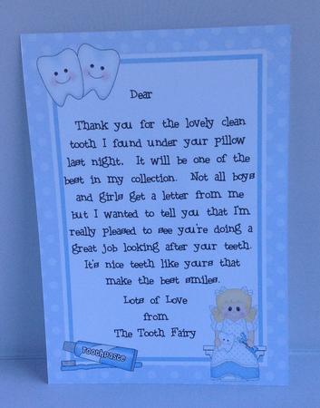 A4 Letter from the Tooth Fairy by Audrey Wilson