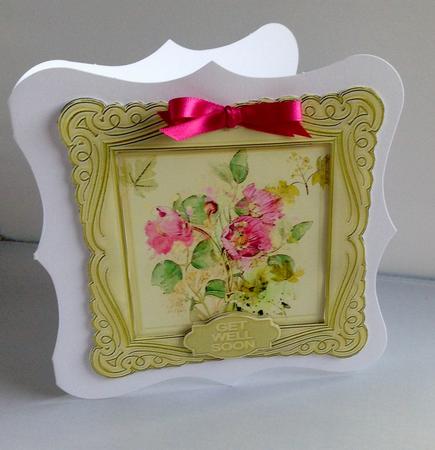 Anemones in a Square Ornate Frame 5in x 5in Decoupage by Audrey Wilson