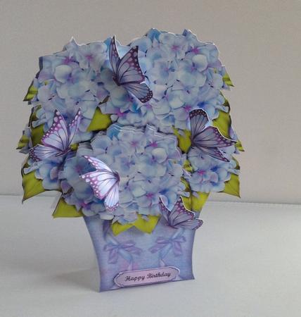 Vase Hydrangeas & Butterflies by Audrey Wilson