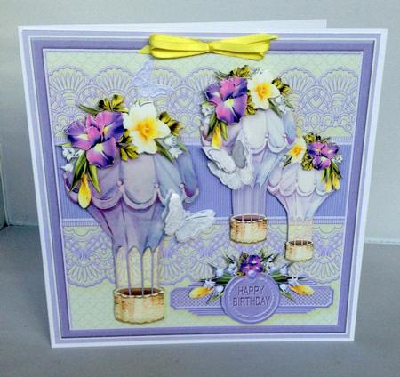 Ornamental Spring Floral Hot Air Balloons 8x8 Decoupage Kit by Audrey Wilson