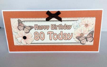 Large Dl 80th Birthday Floral Butterflies 3D Decoupage by Audrey Wilson